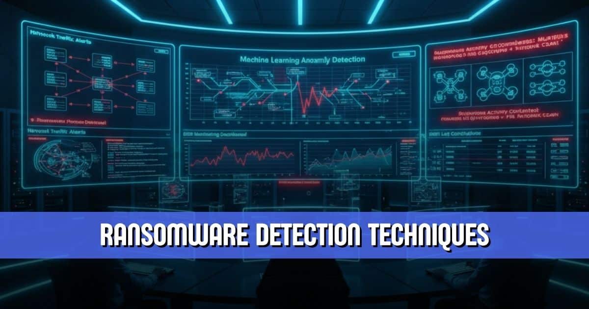 Security operations center deploying ransomware detection techniques using EDR, machine learning, and SIEM tools.