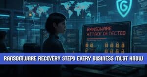 Cybersecurity operations center responding to a ransomware recovery alert