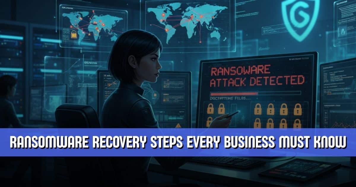 Cybersecurity operations center responding to a ransomware recovery alert